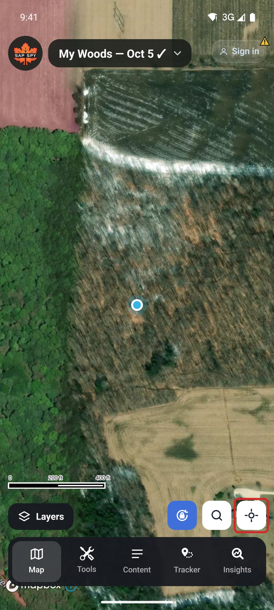 A blank map centred on where you are standing