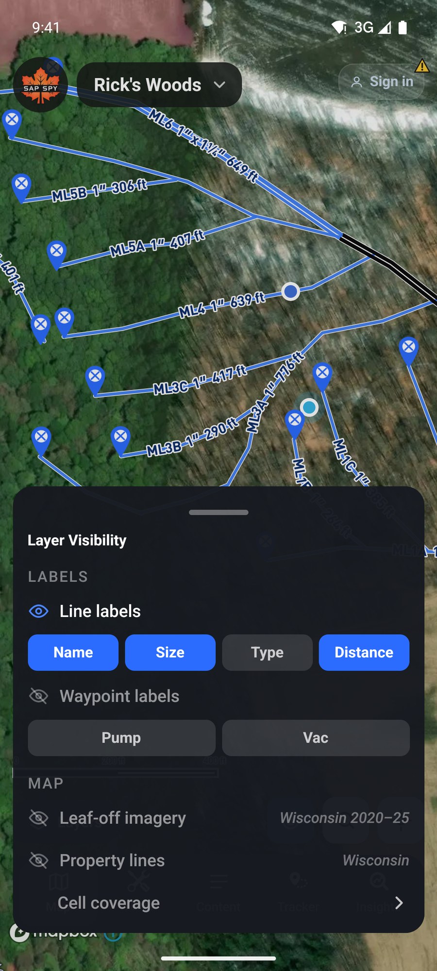 The top of the Layer Visibility panel