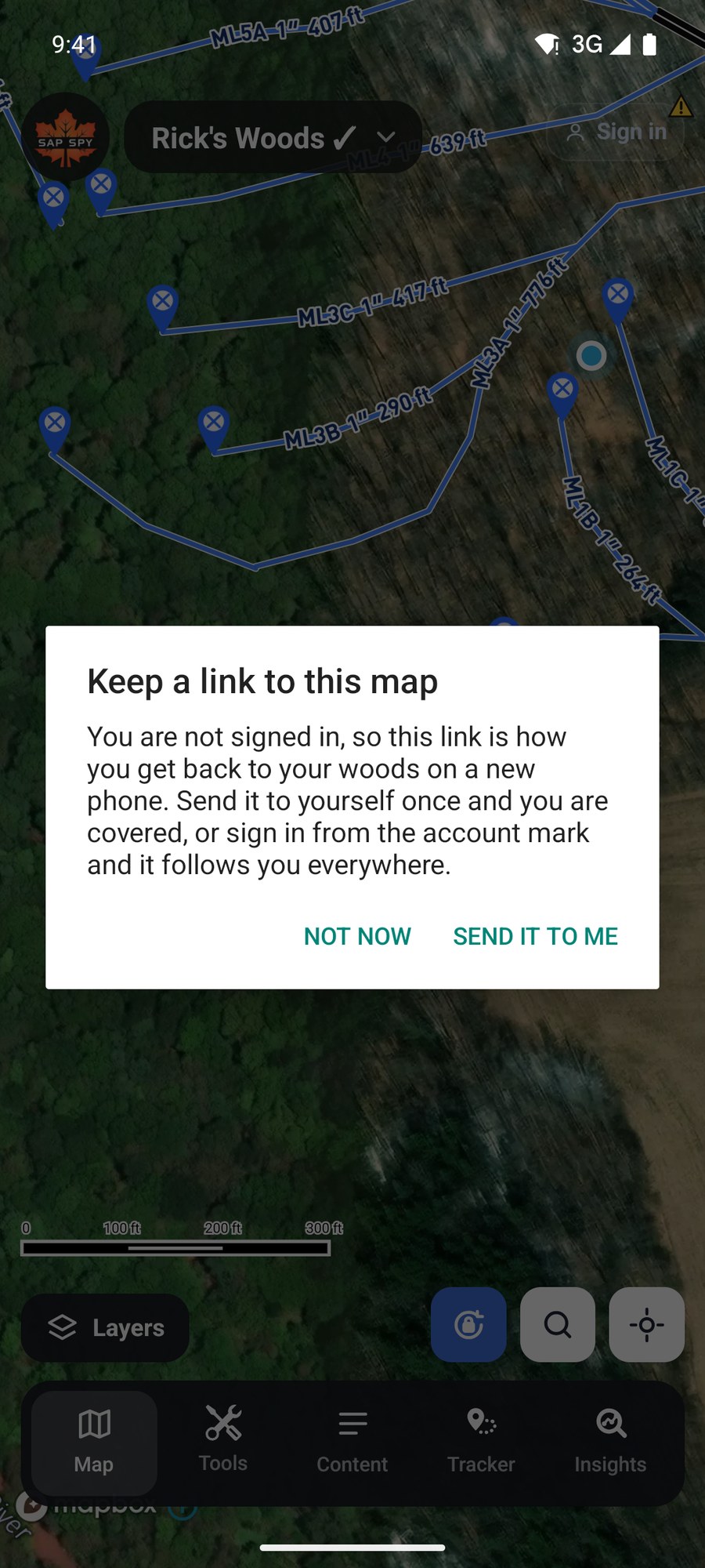 The Keep a link to this map message