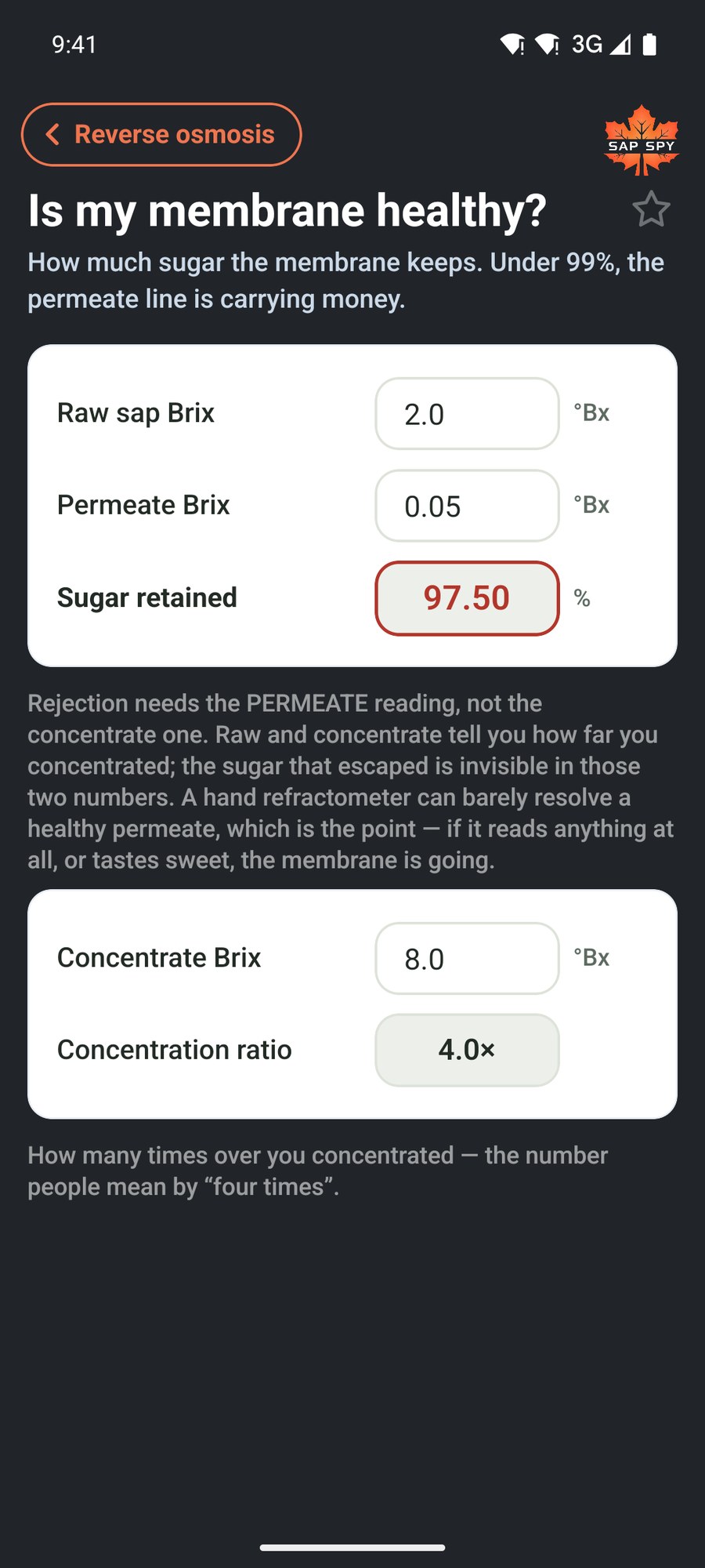 The Is my membrane healthy calculator