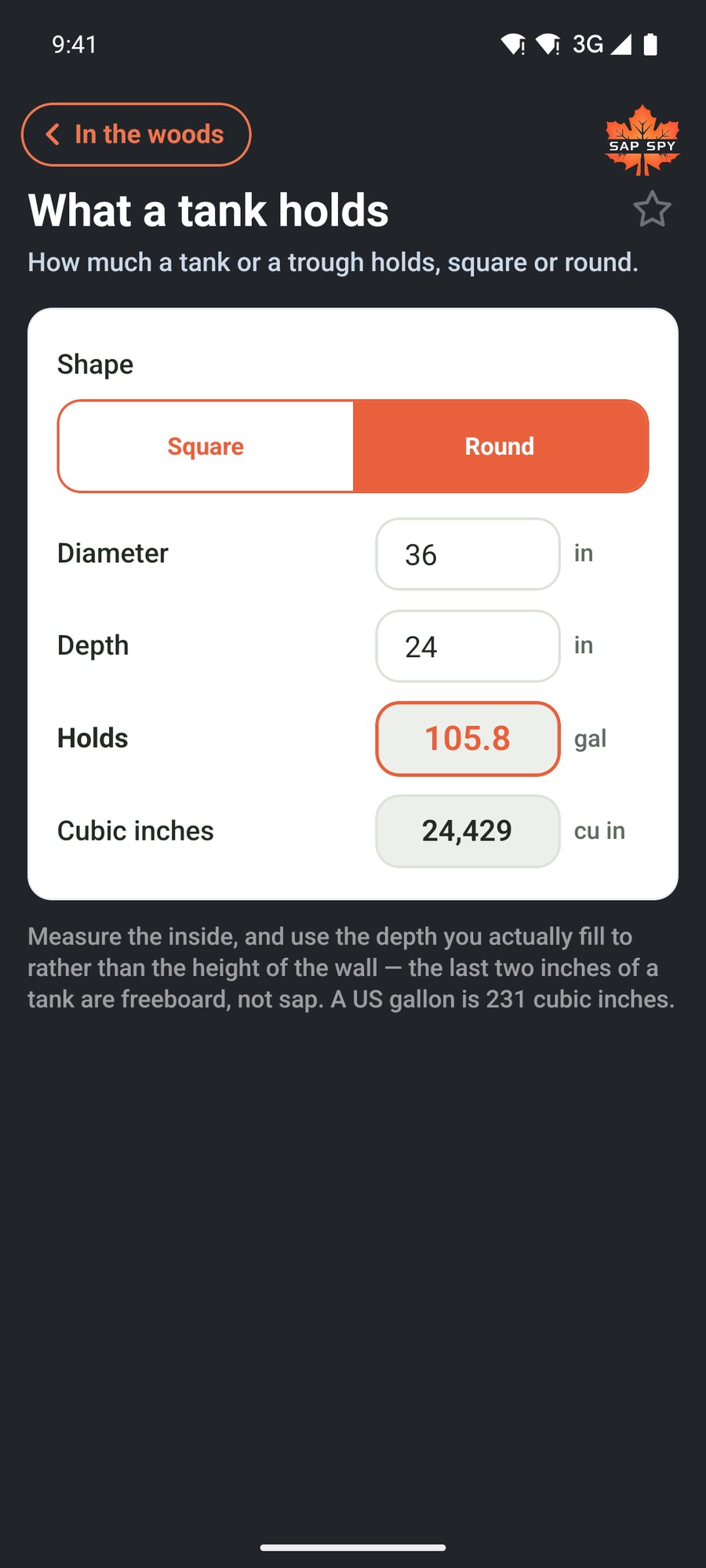The What a tank holds calculator