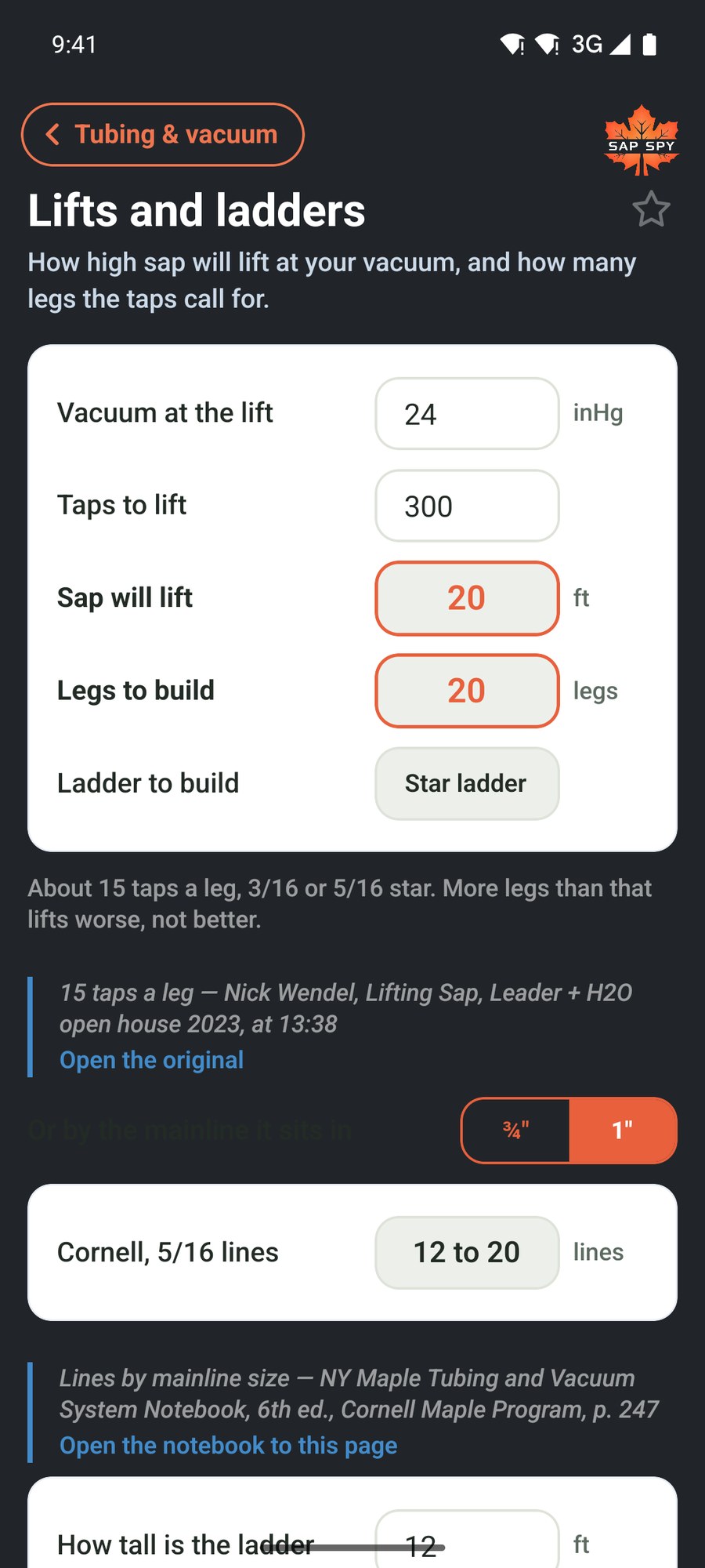 The Lifts and ladders calculator