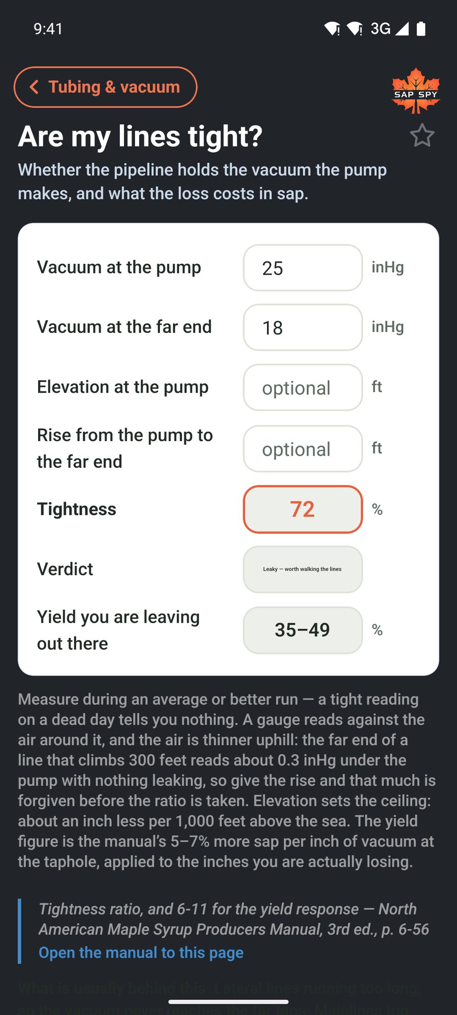 The Are my lines tight calculator