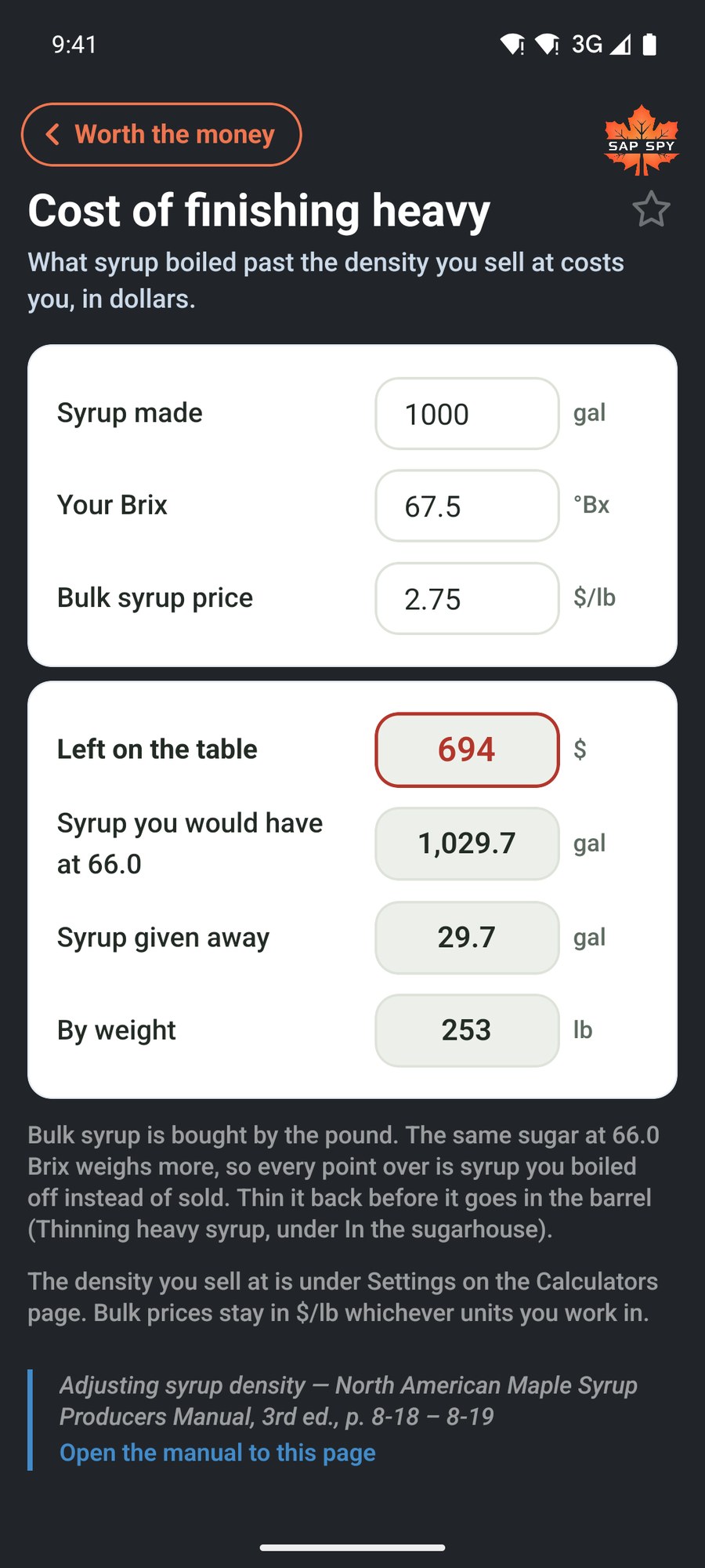 The Cost of finishing heavy calculator