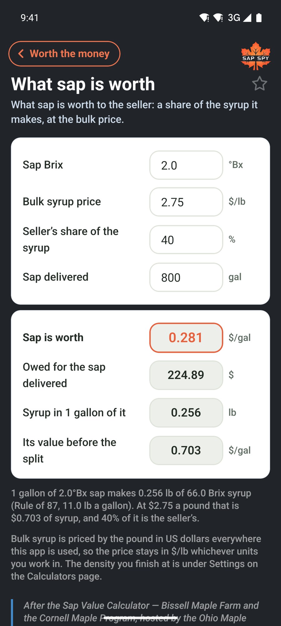 The What sap is worth calculator